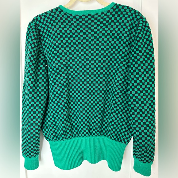 RARE VINTAGE Valentino Garavani Studio Green Black Checkered Knit with Buttons - Picture 6 of 6